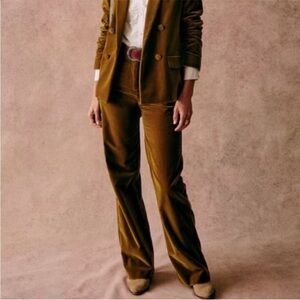 Elegant Gold Velvet Women's trousers